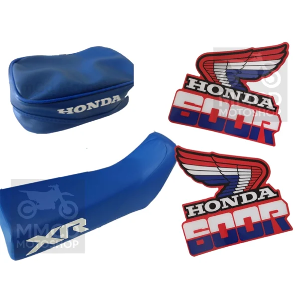 Kit seat cover graphics decals and rear fender bag Honda XR600 1985