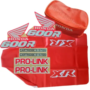 Kit Seat cover Graphics decals and rear fender bag for Honda XR600 1989